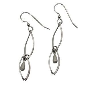 Sterling Silver Elongated Drop Earrings Spiral Dangle Twisted Drop Jewelry VTG